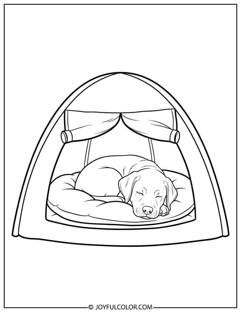 Lab Puppy Sleeping Coloring Page
