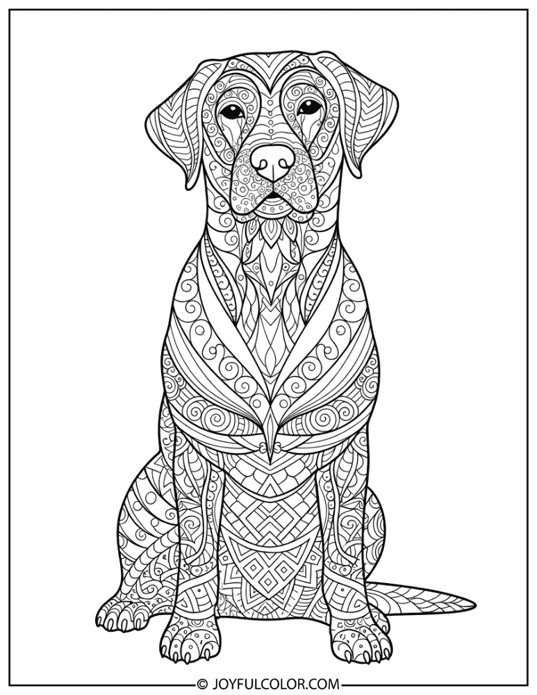 Labrador Zentangle Style Coloring Page