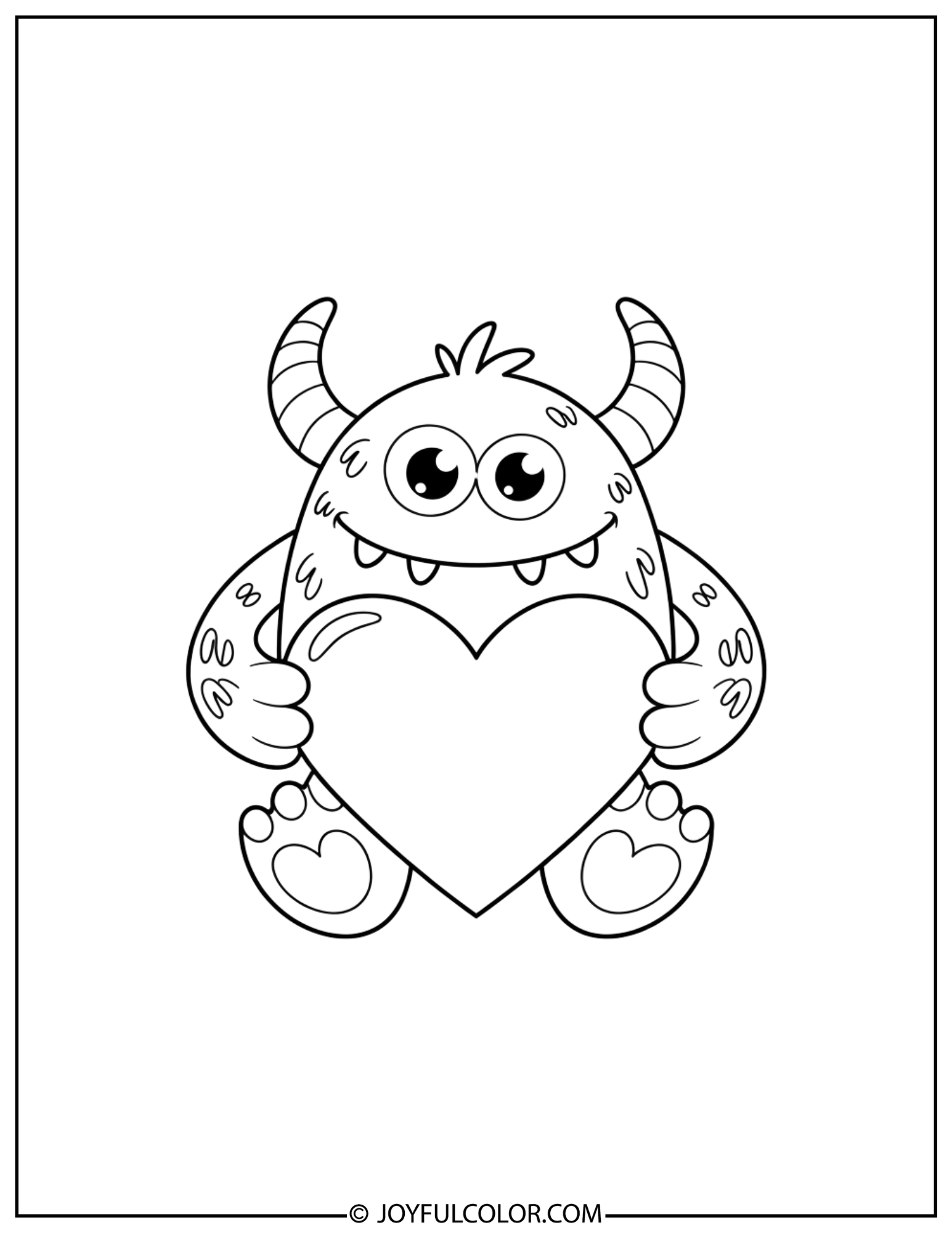 Labubu Holding Heart Coloring Page