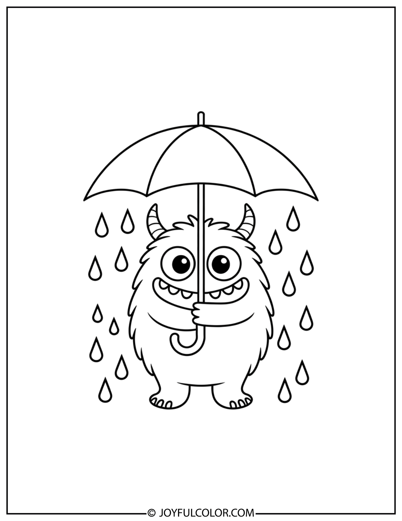Labubu Rainy Day Coloring Page