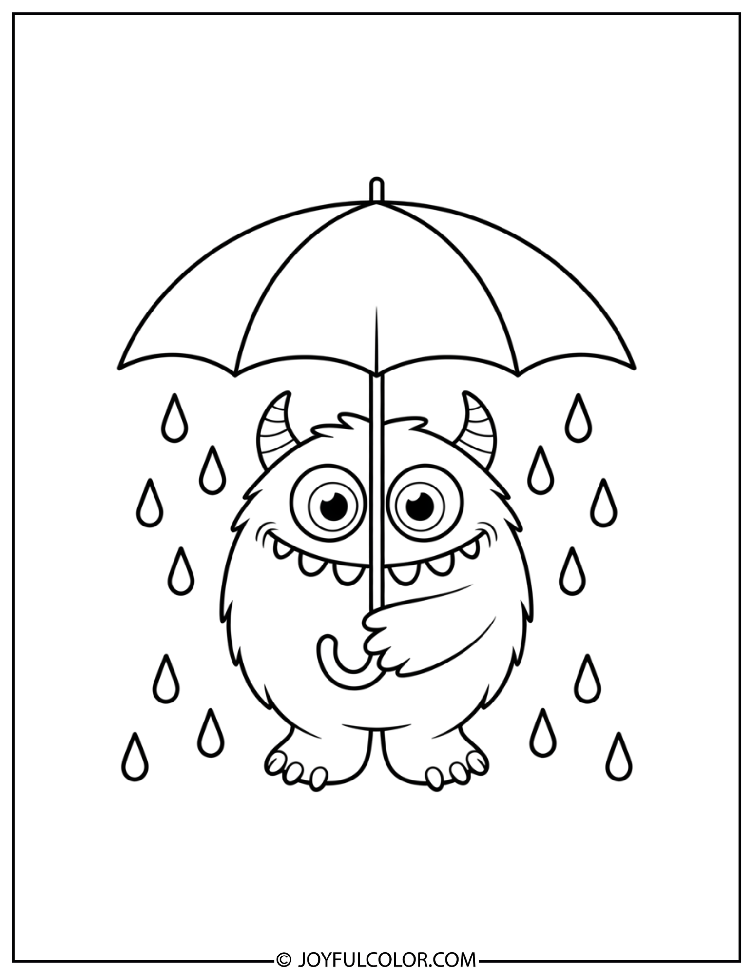 Labubu Rainy Day Coloring Page