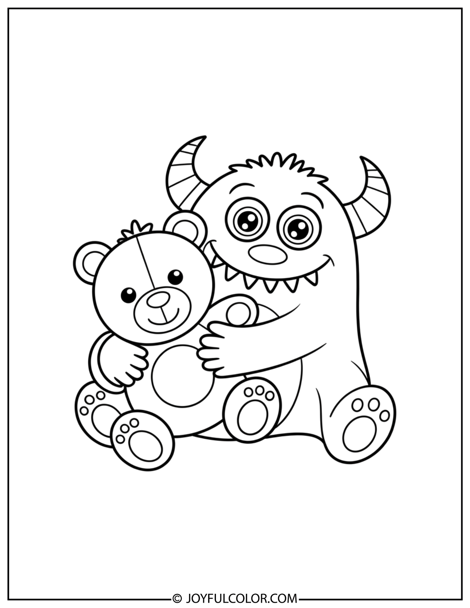 Labubu Teddy Hug Coloring Page