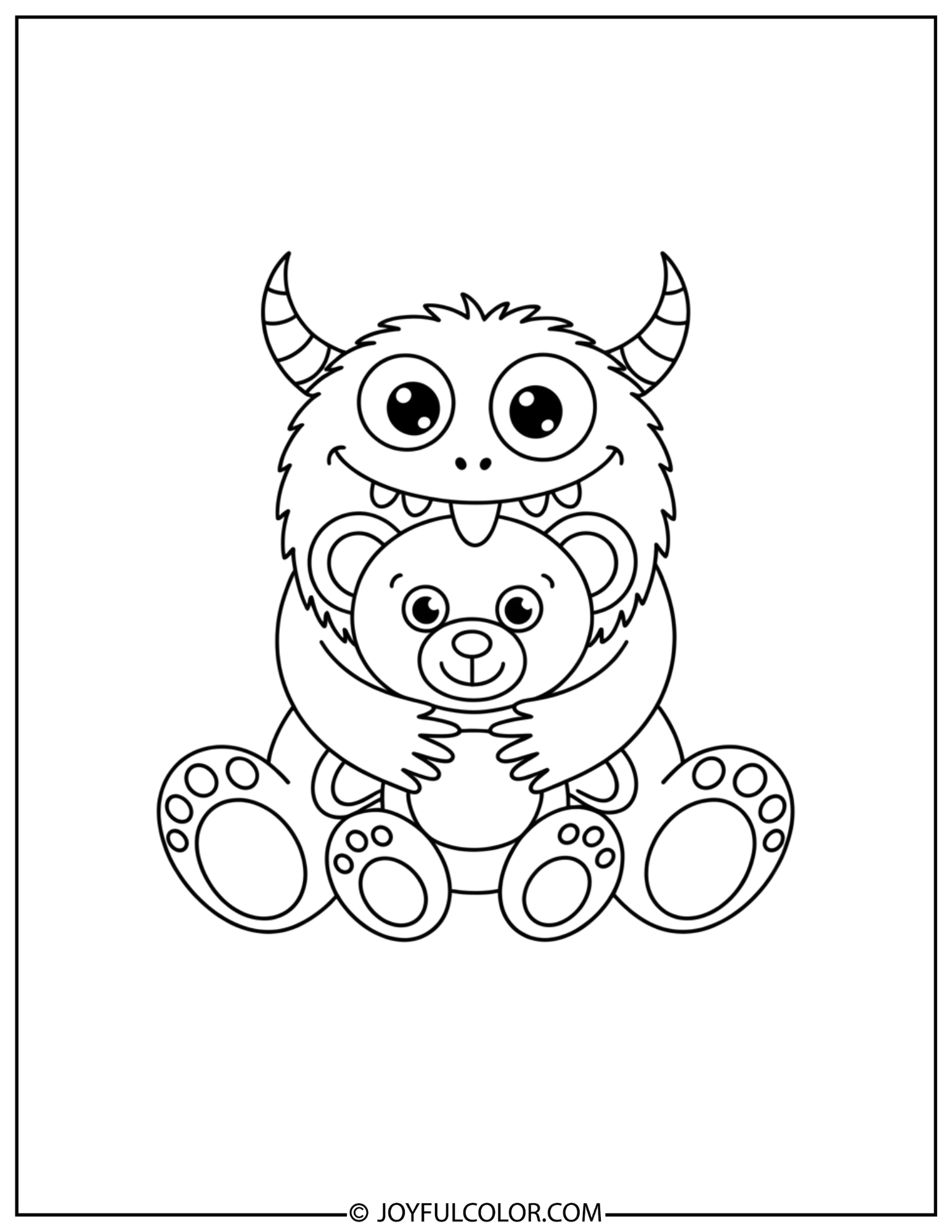 Labubu Teddy Hug Coloring Page
