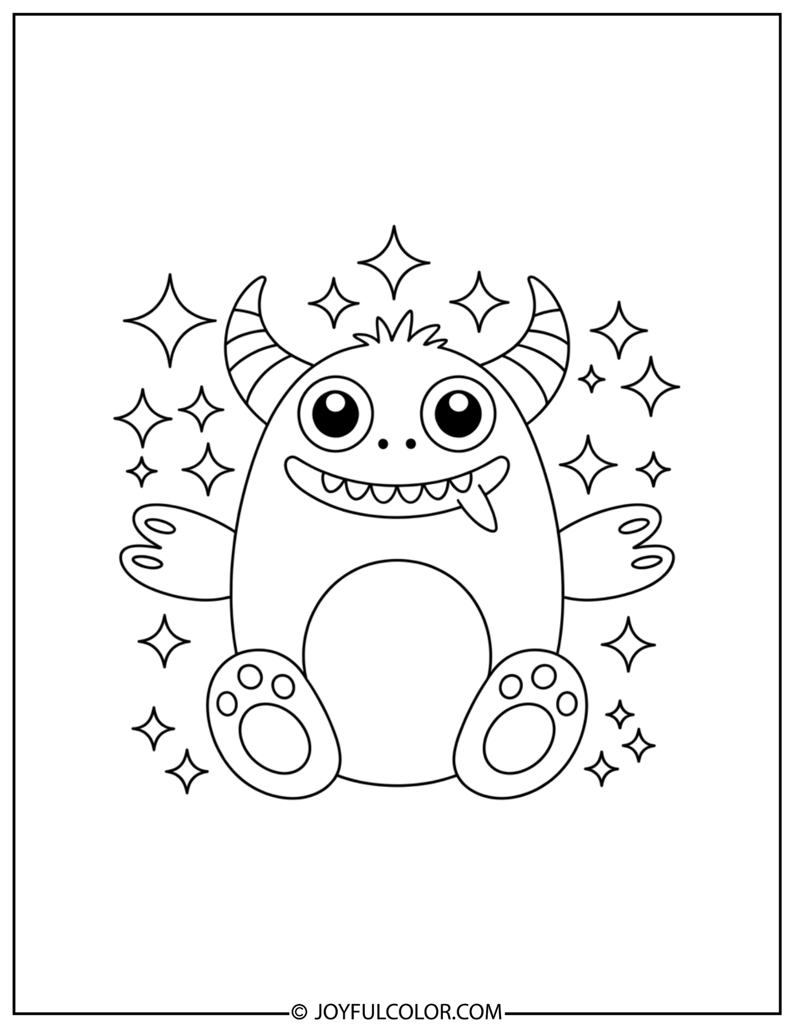 Labubu with Stars Coloring Page