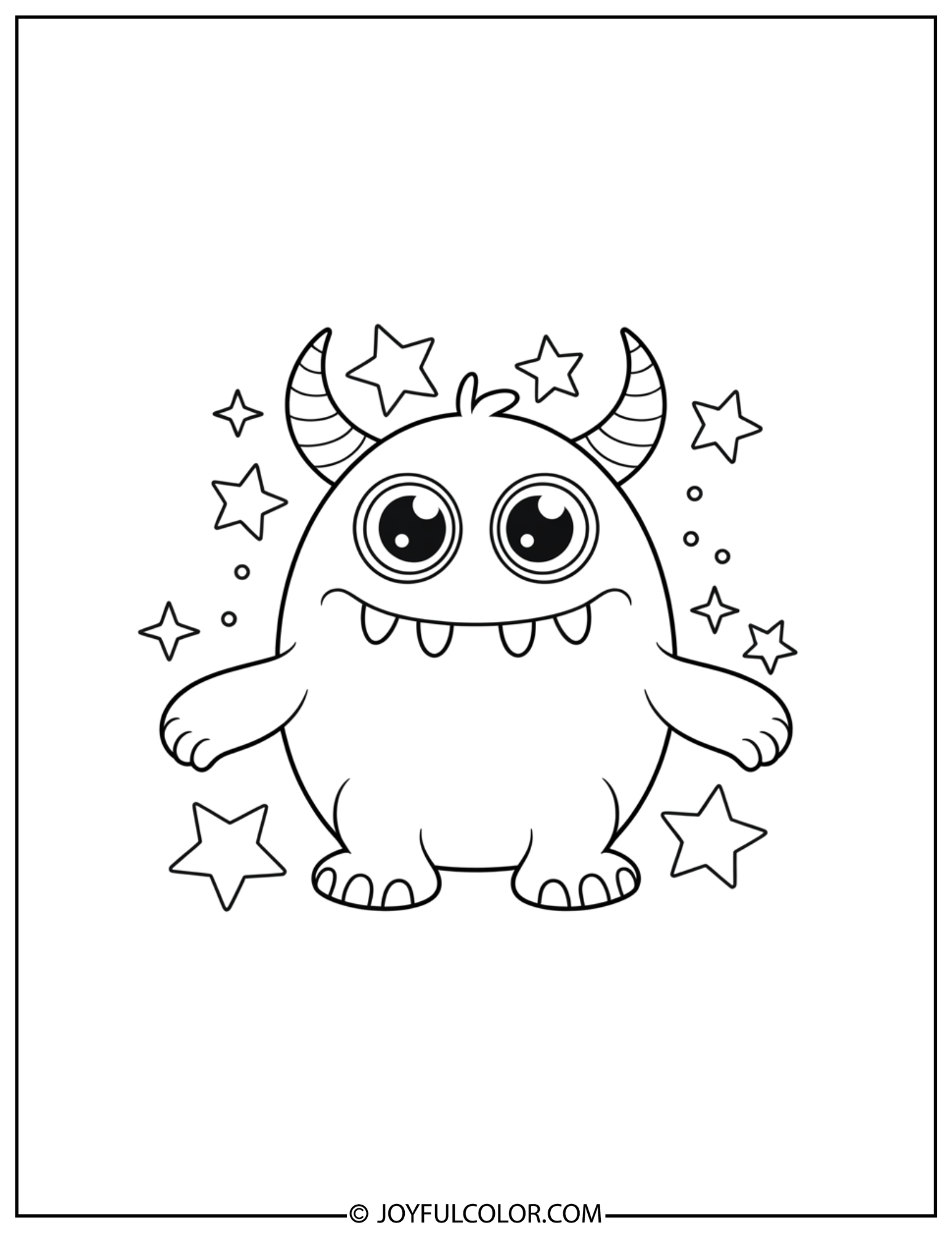 Labubu with Stars Coloring Page