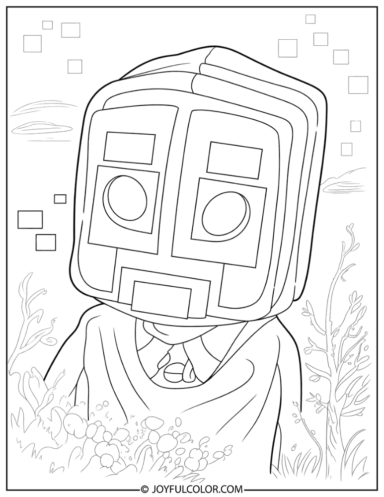 Large Creeper Face Pixel Art Coloring Page