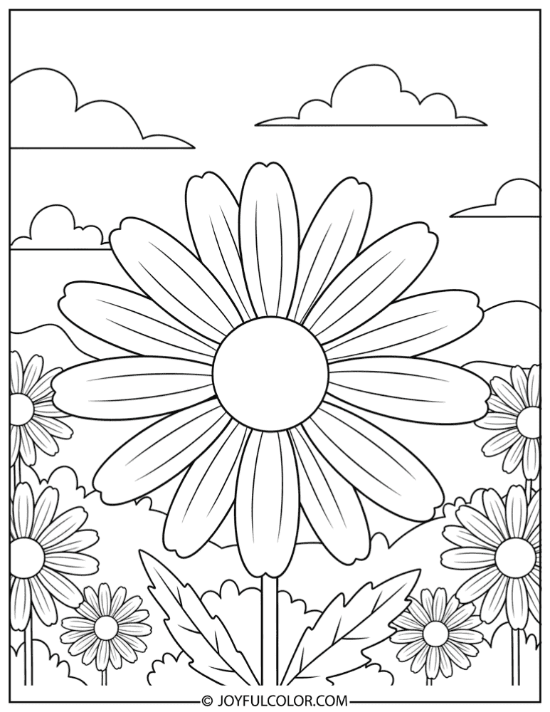 Large Daisy for Toddlers Coloring Page