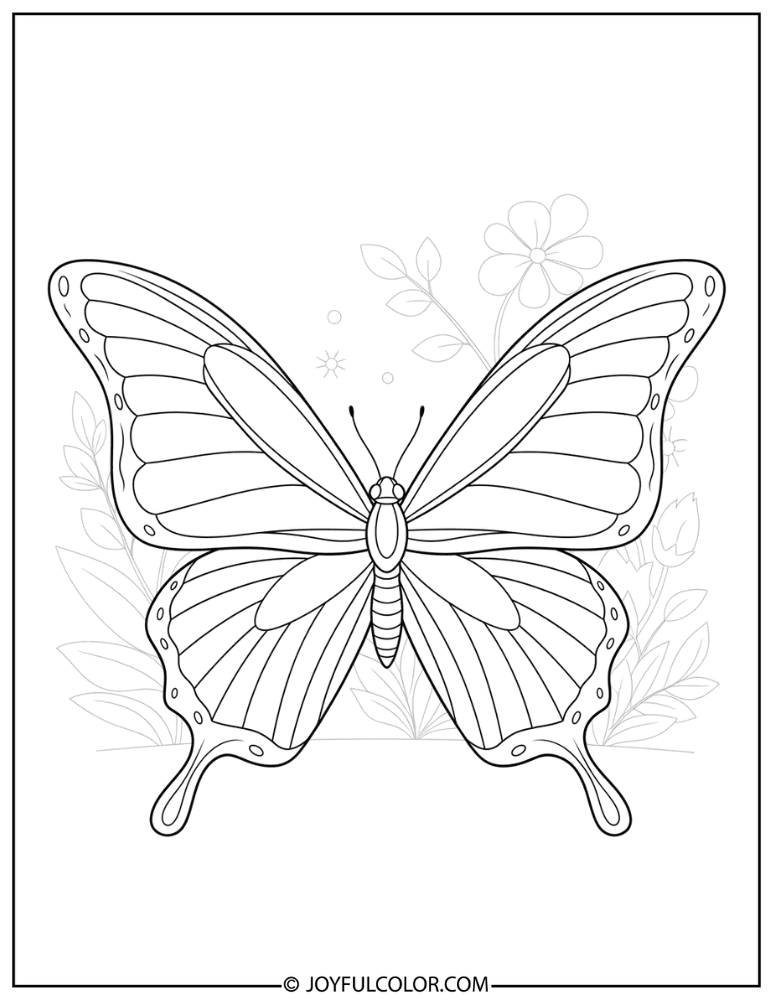 Large Open Wings Butterfly Coloring Page