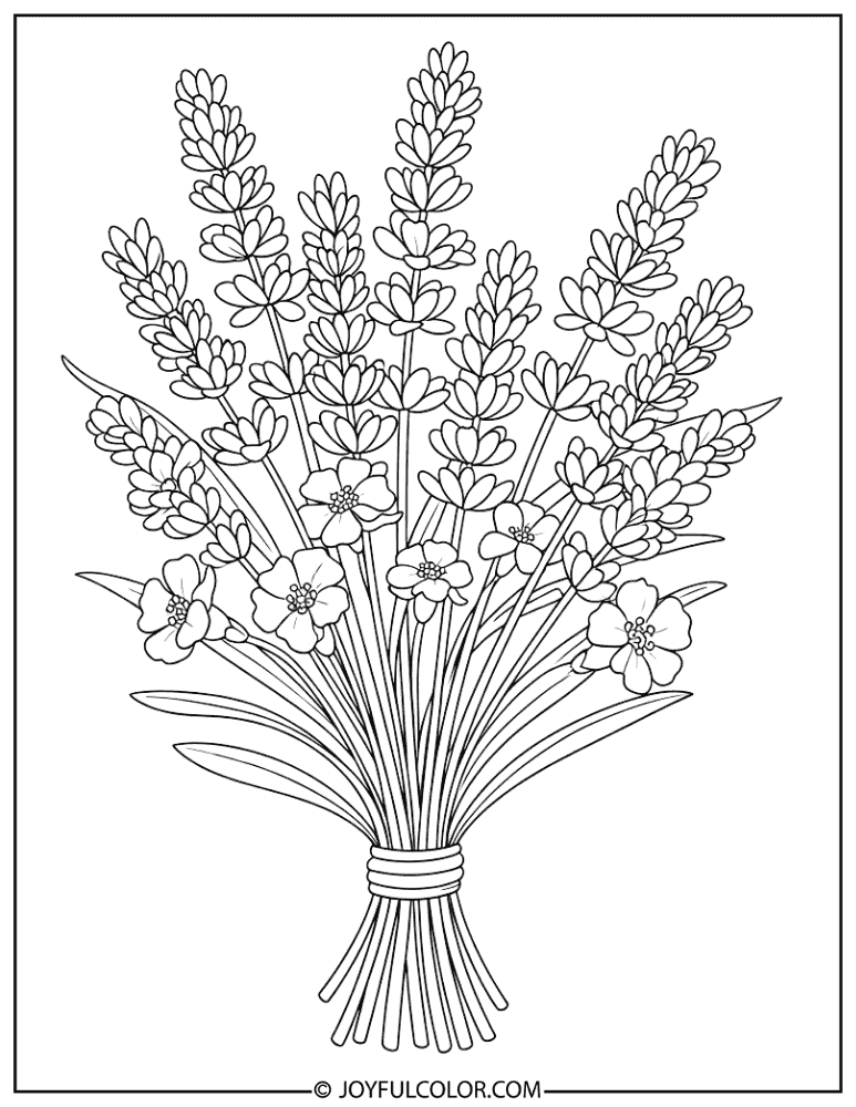 Lavender Botanical Bouquet Coloring Page