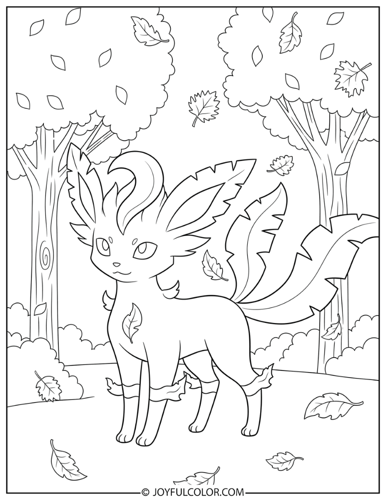 Leafeon Autumn Coloring Page