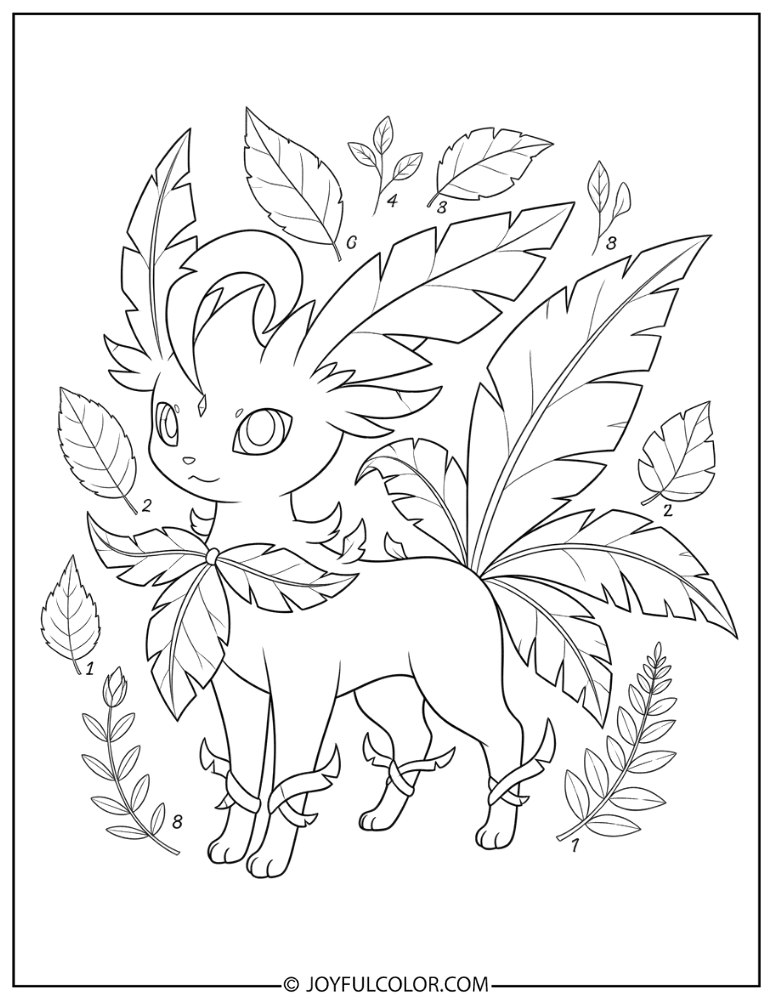 Leafeon Botanical Style Coloring Page