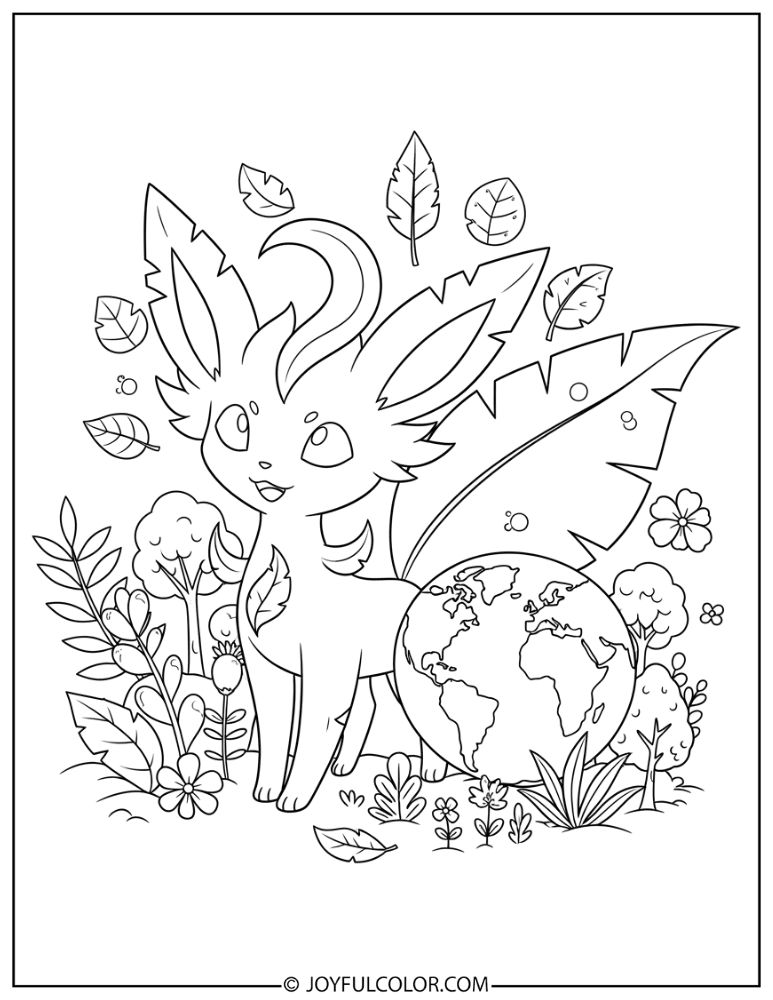 Leafeon Earth Day Coloring Page