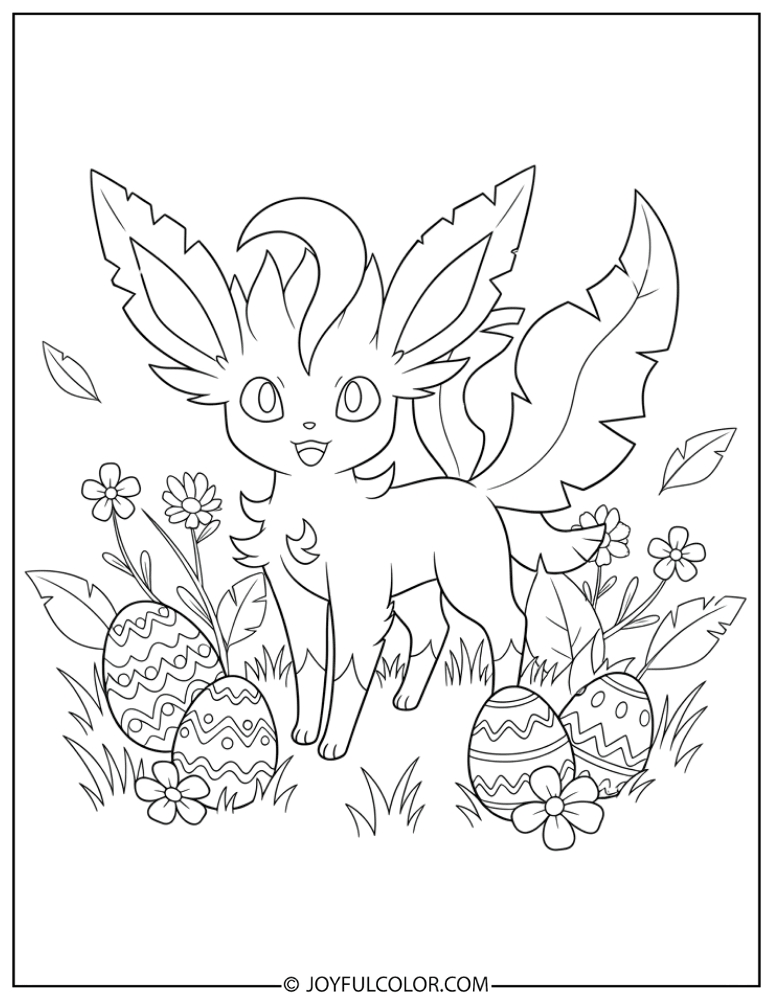 Leafeon Easter Coloring Page