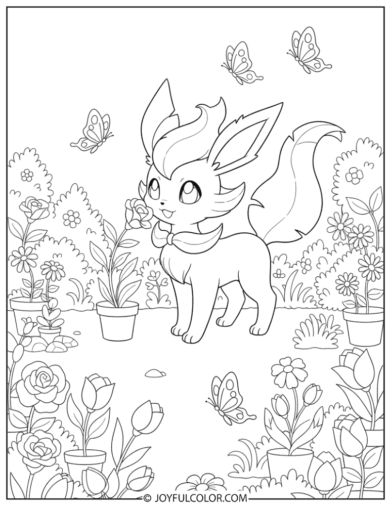 Leafeon Garden Coloring Page