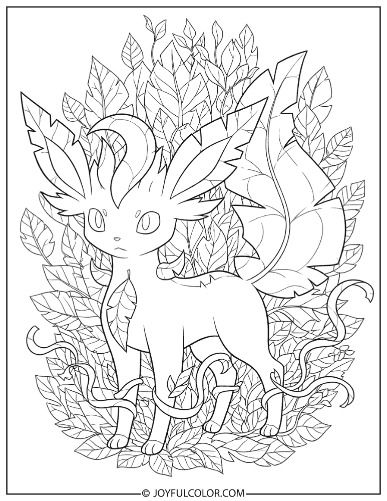 Leafeon Intricate Leaves Coloring Page