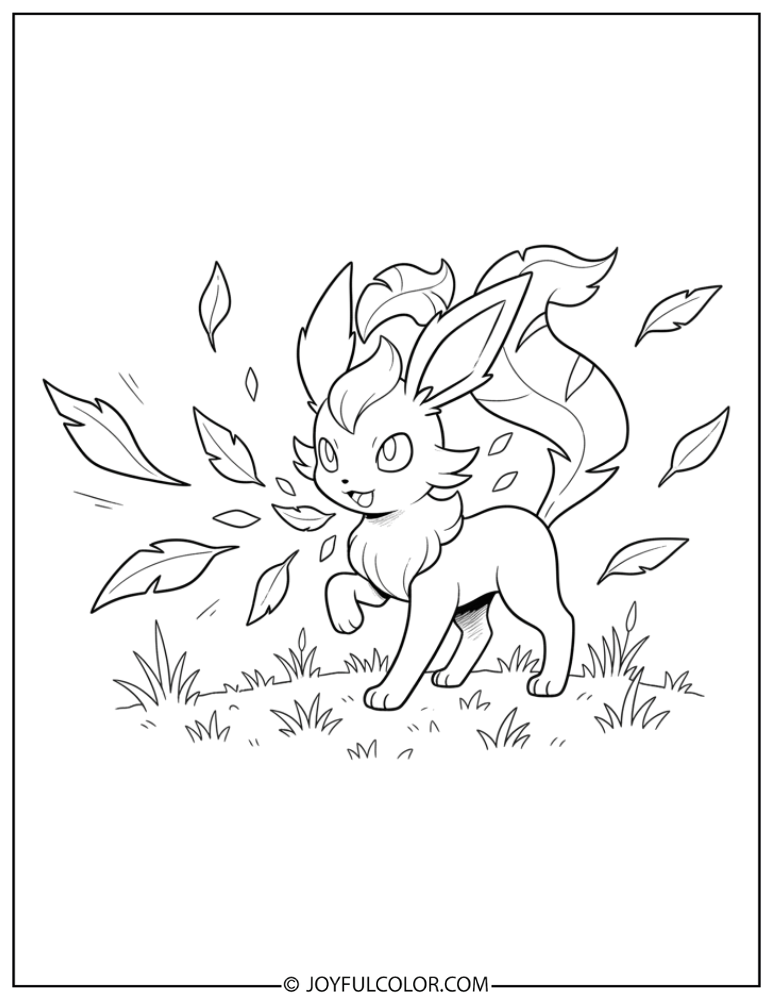 Leafeon Razor Leaf Coloring Page