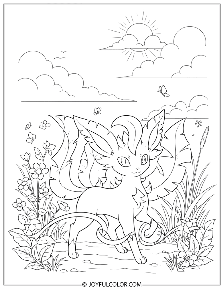 Leafeon Summer Coloring Page