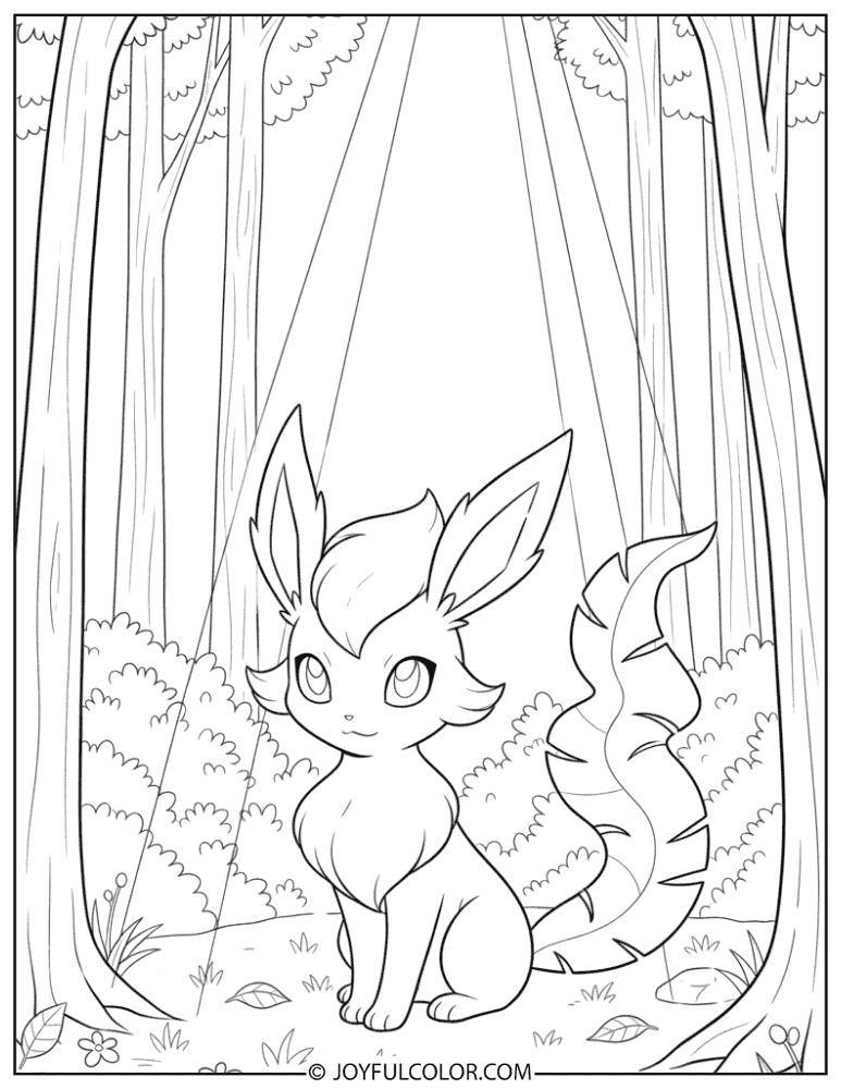 Leafeon Sunlight Forest Coloring Page