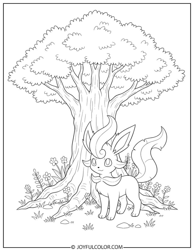 Leafeon Tree Coloring Page