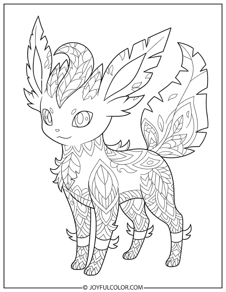 Leafeon Zentangle Coloring Page