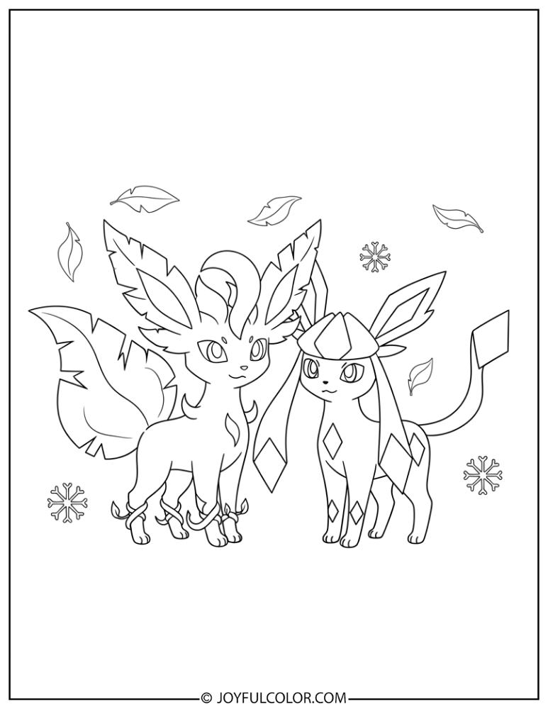 Leafeon and Glaceon Coloring Page
