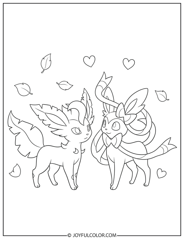 Leafeon and Sylveon Coloring Page