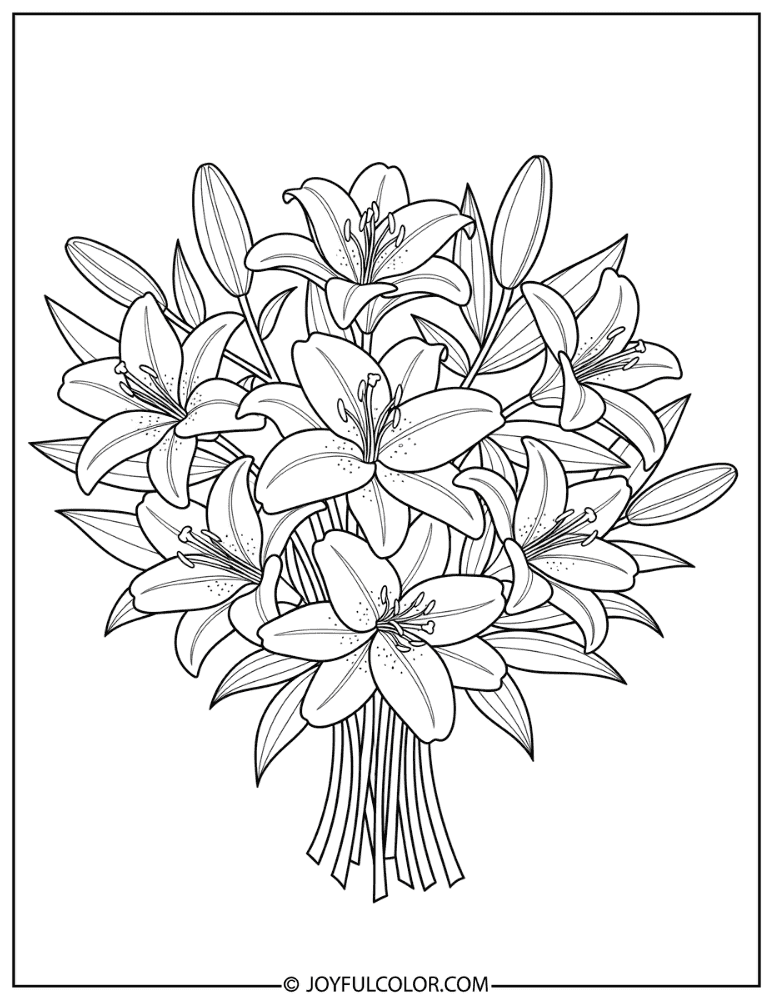 Lily Bouquet Coloring Page