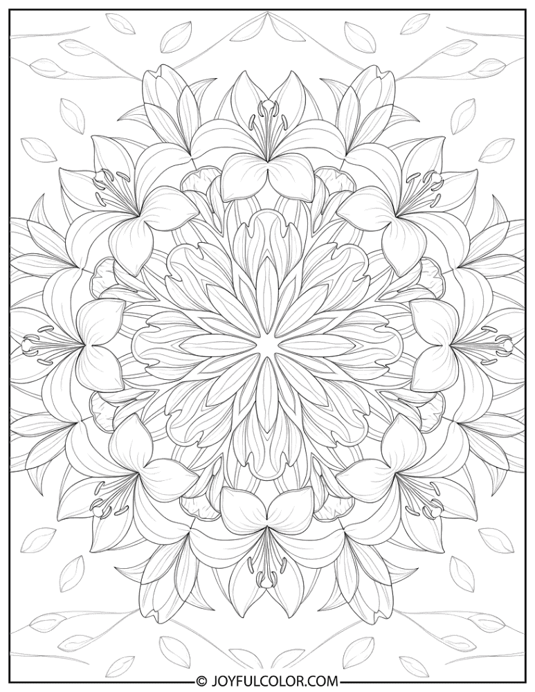 Lily Flower Mandala Coloring Page