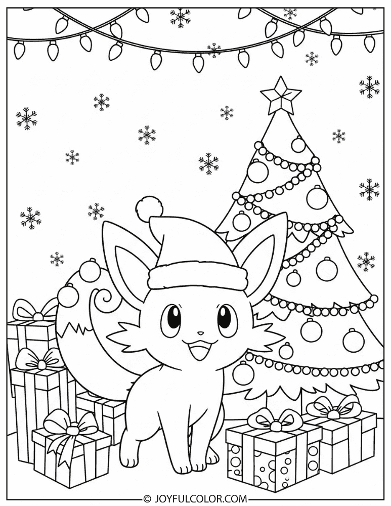 Litten Christmas Coloring Page