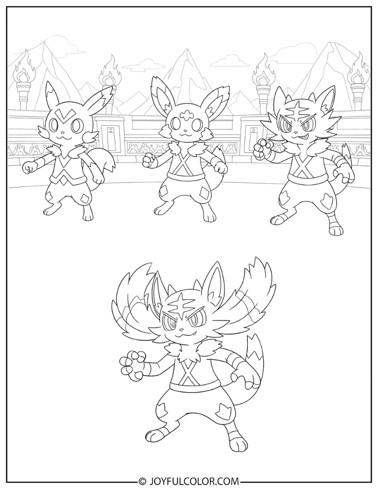 Litten to Incineroar Coloring Page