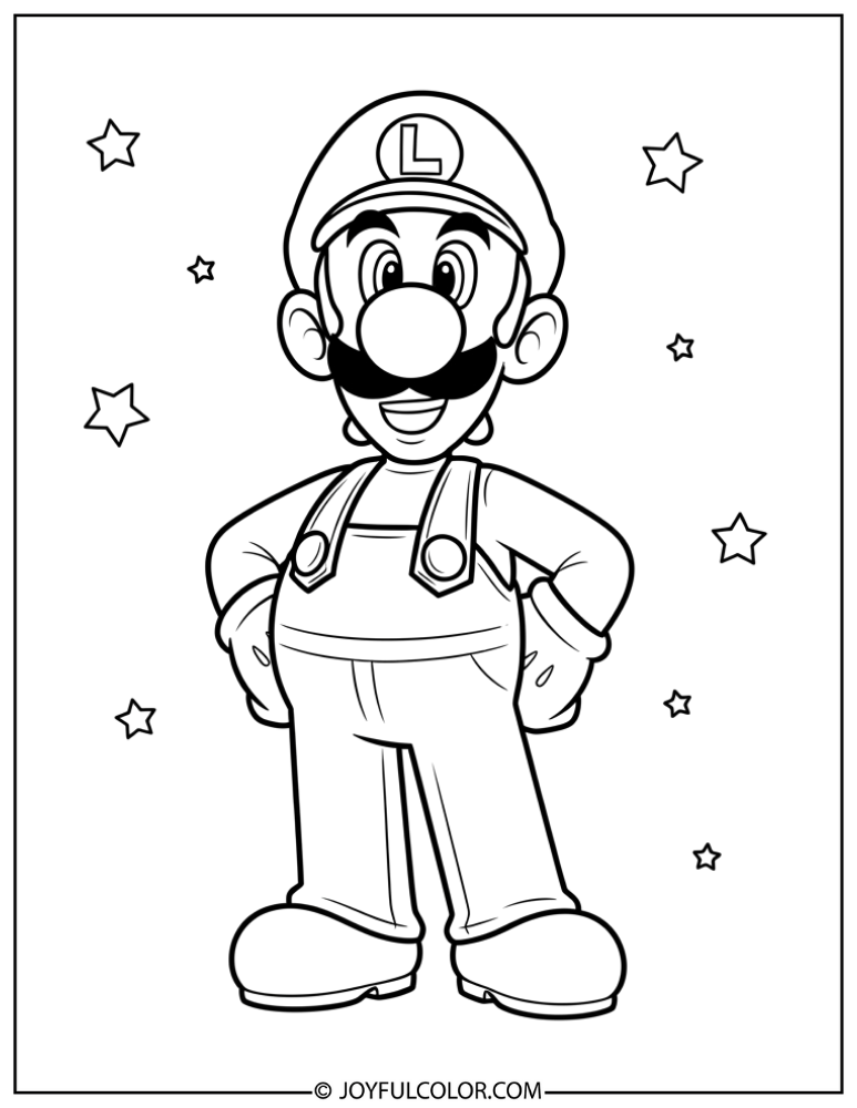Luigi Coloring Page 1