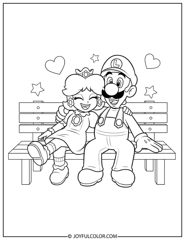 Luigi Daisy Together Coloring Page