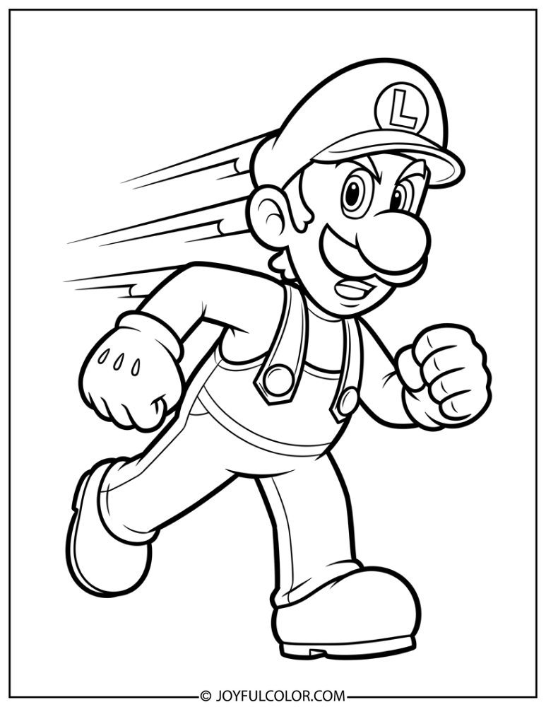 Luigi Determined Coloring Page