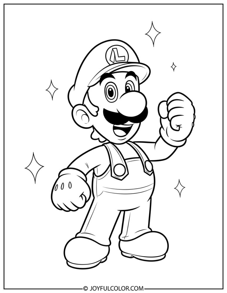Luigi Fist Pump Coloring Page