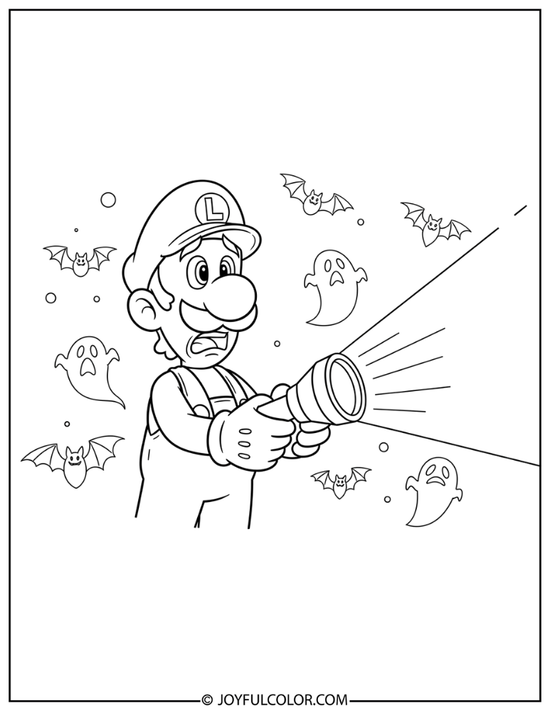Luigi Flashlight Coloring Page