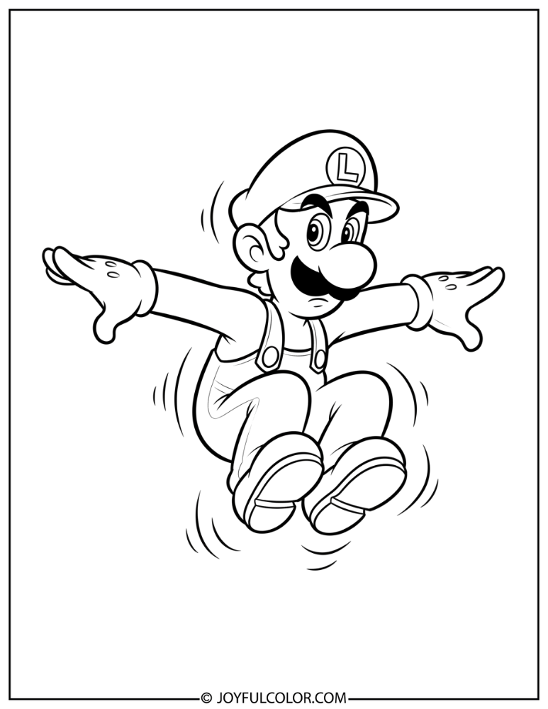 Luigi Flutter Jump Coloring Page