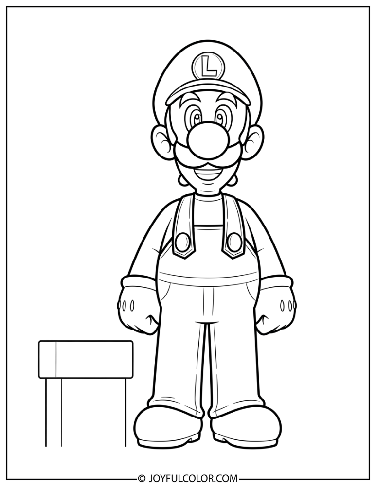 Luigi Full Body Coloring Page