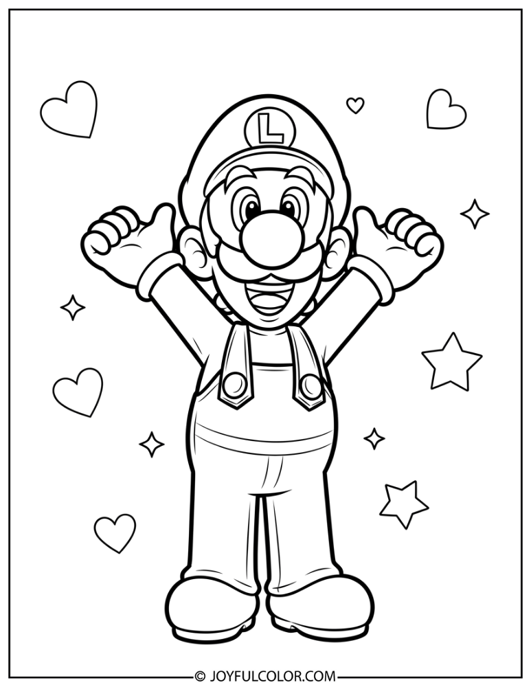 Luigi Happy Coloring Page