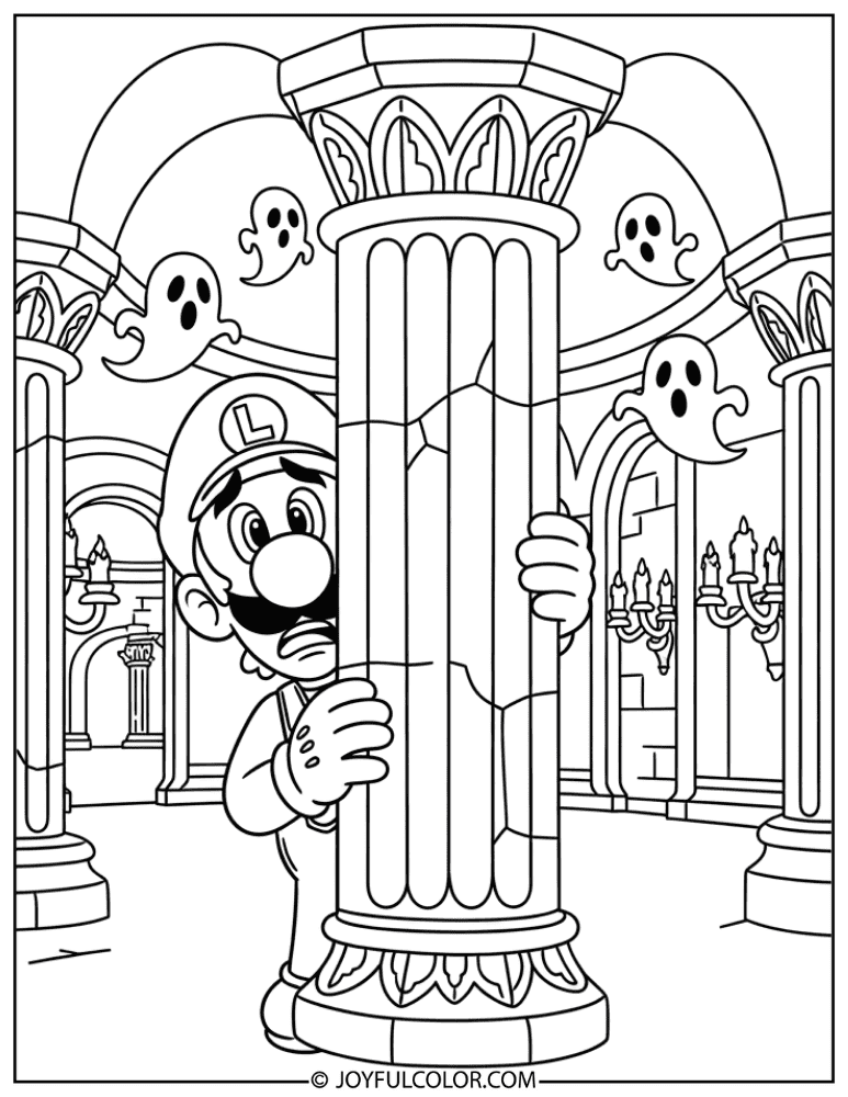 Luigi Hiding Coloring Page