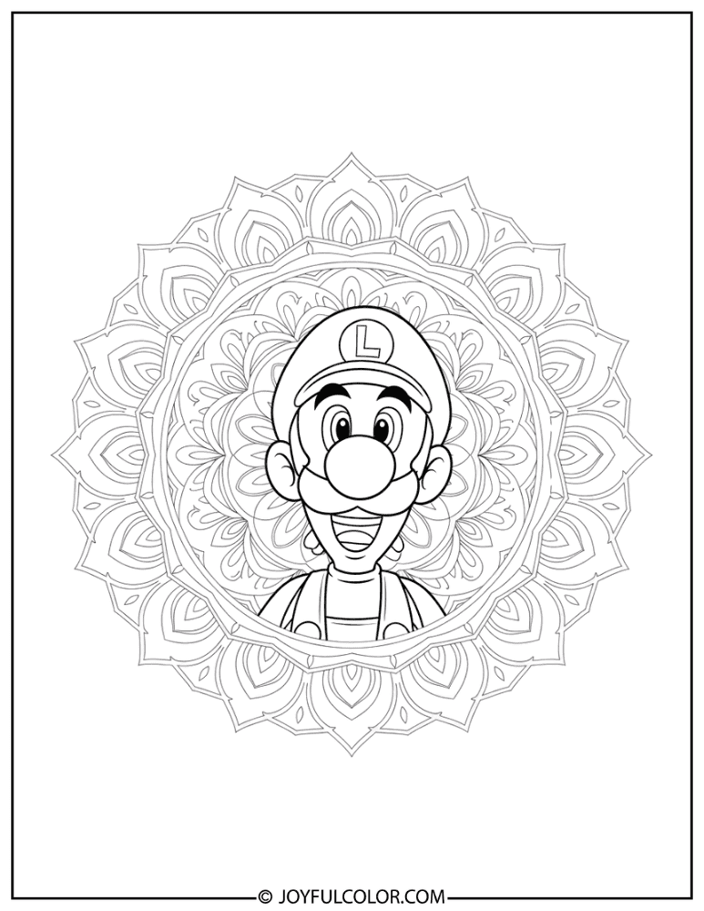 Luigi Mandala Coloring Page