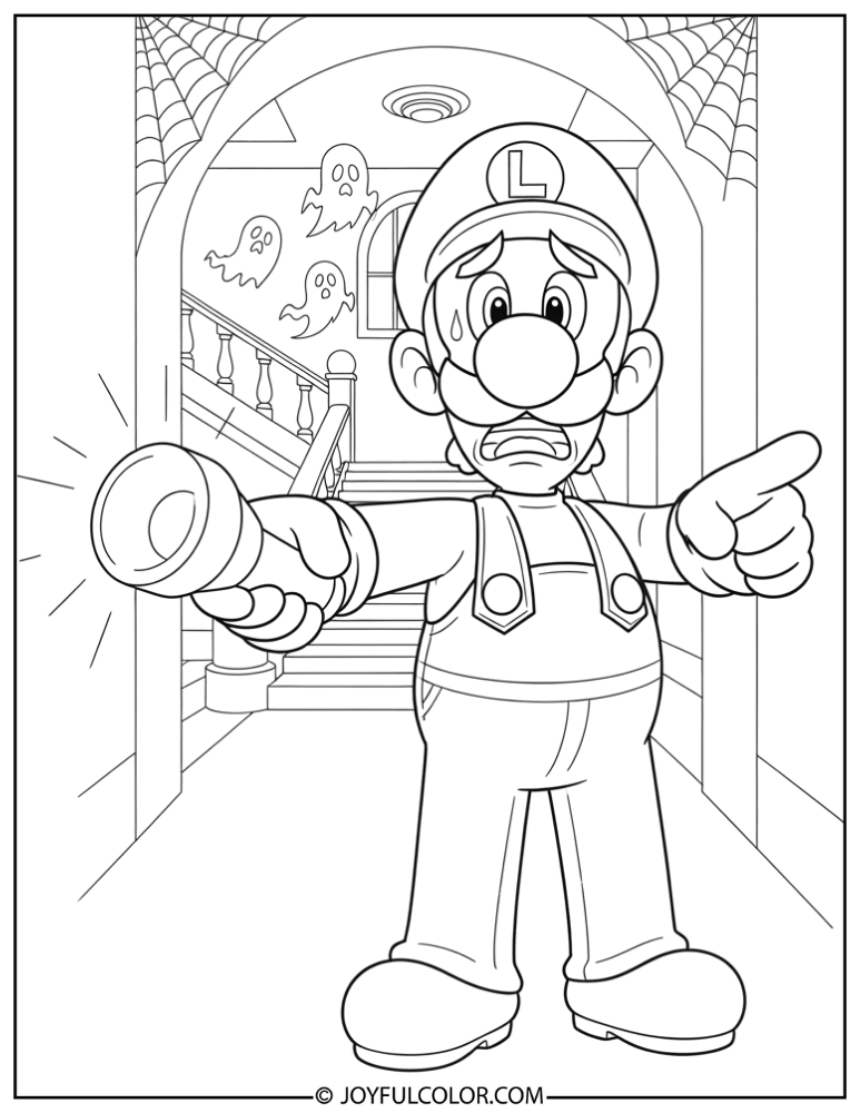 Luigi Mansion Coloring Page