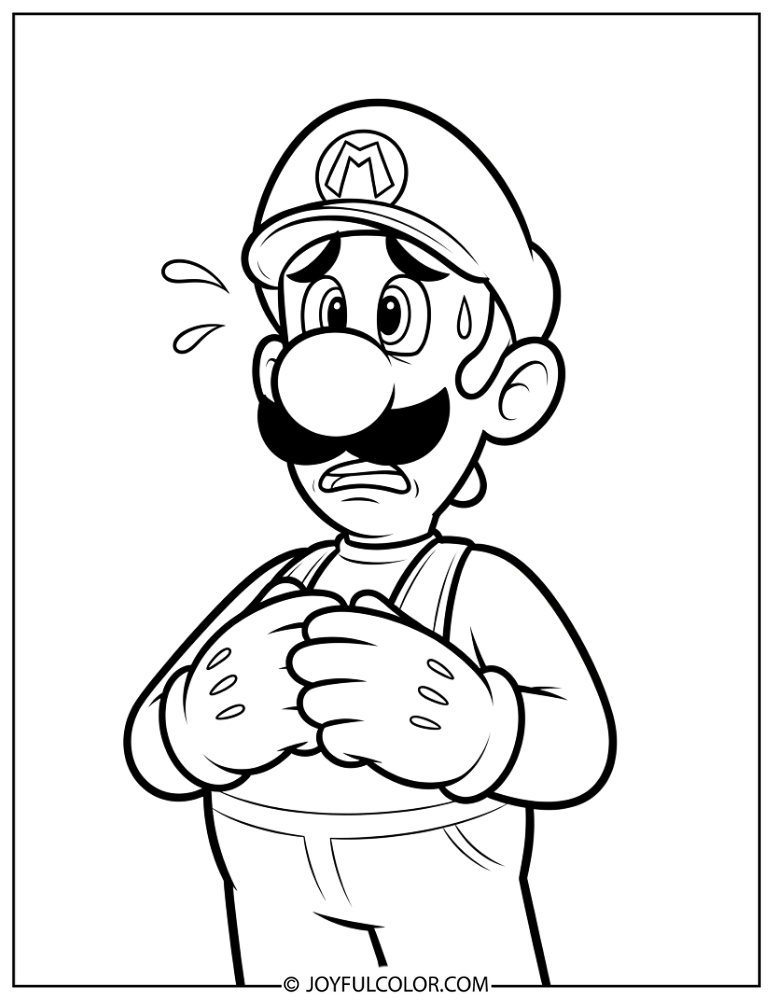 Luigi Nervous Coloring Page