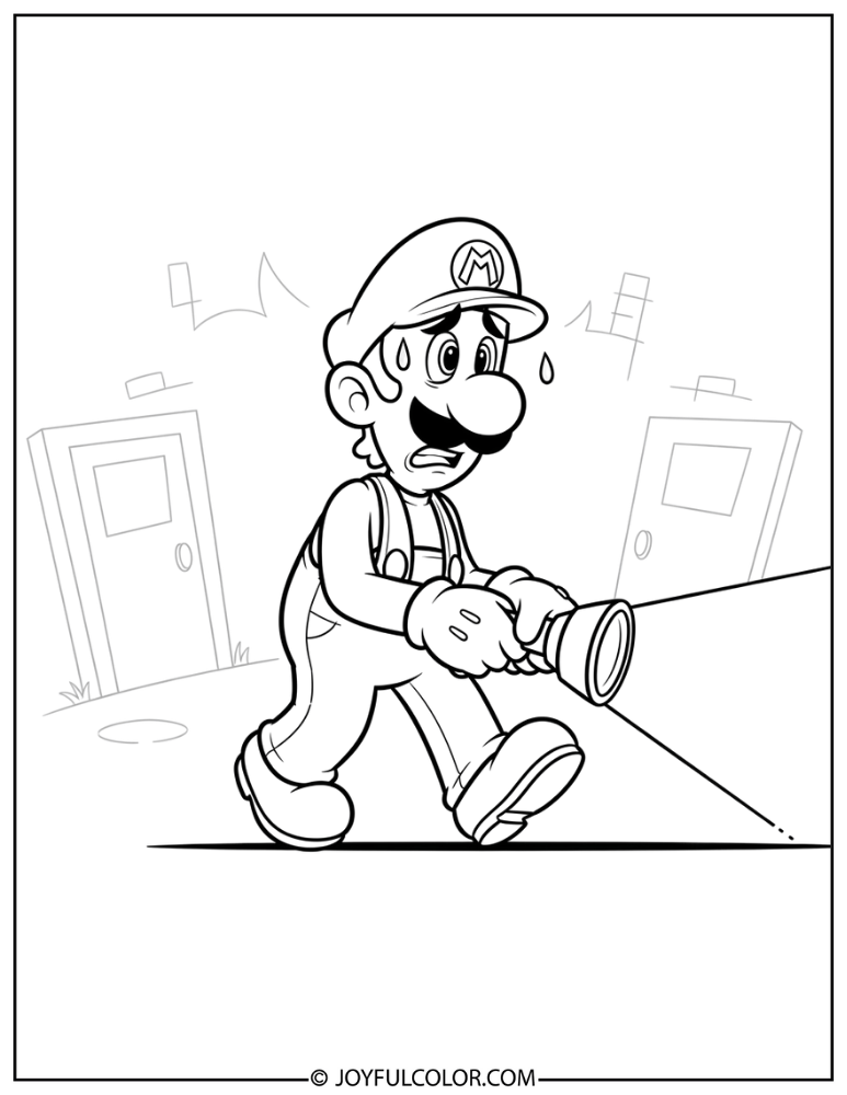 Luigi Nervous Walk Coloring Page