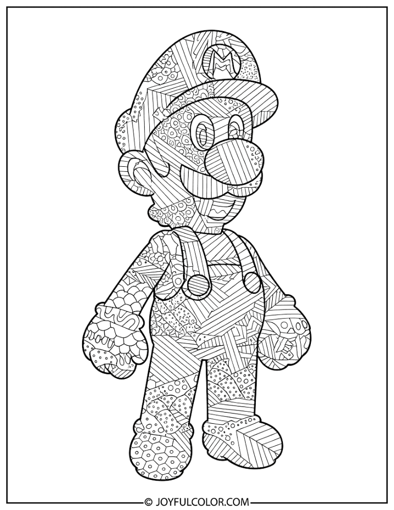 Luigi Pattern Coloring Page