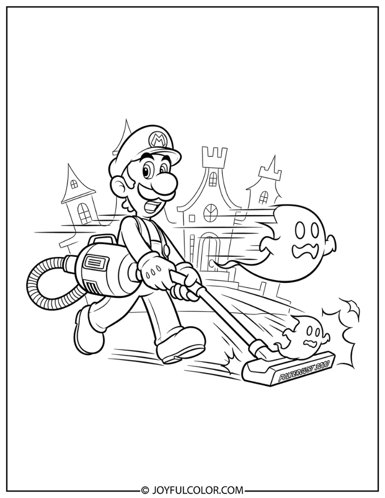Luigi Poltergust 3000 Coloring Page