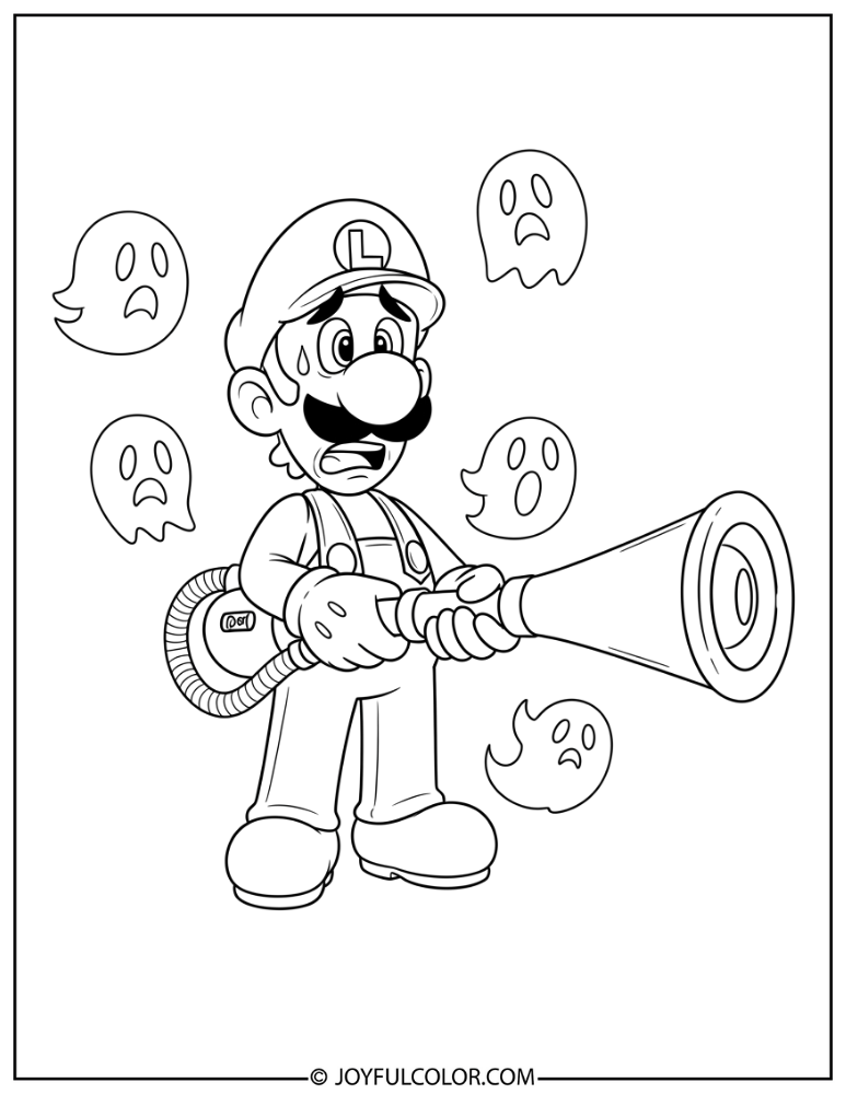 Luigi Poltergust Coloring Page