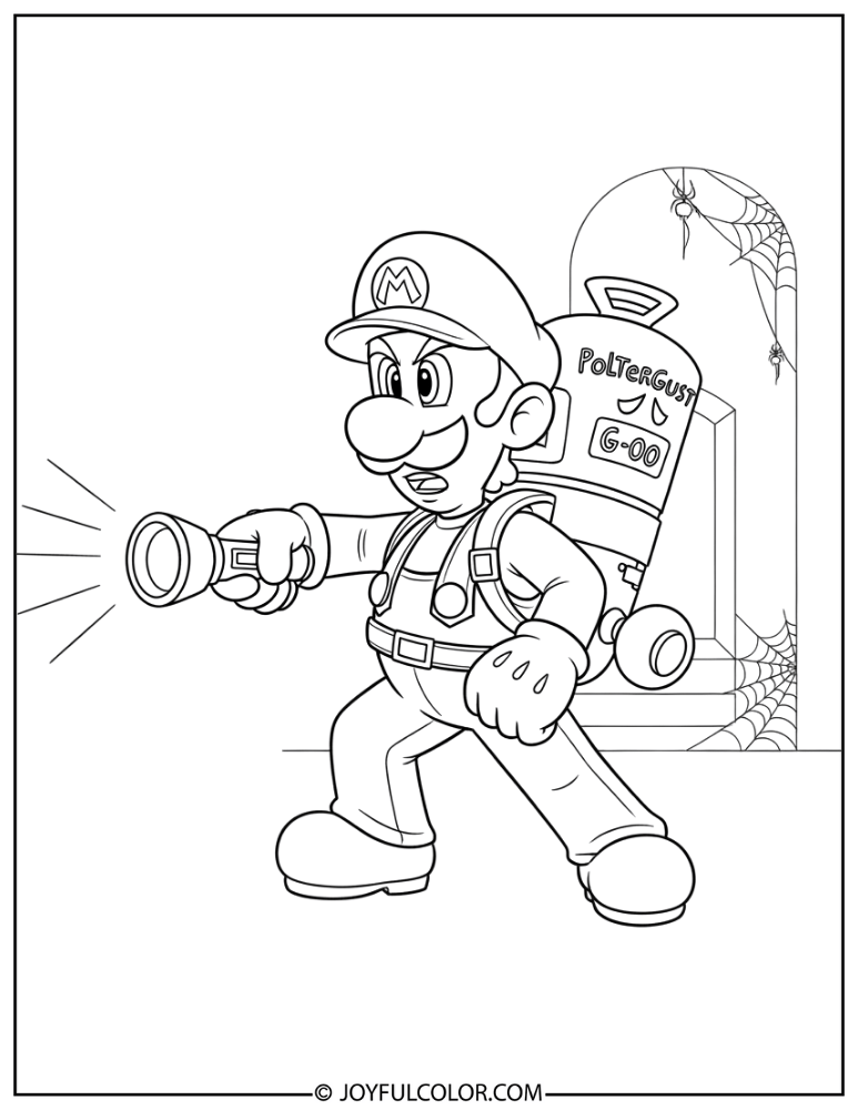 Luigi Poltergust G-00 Coloring Page