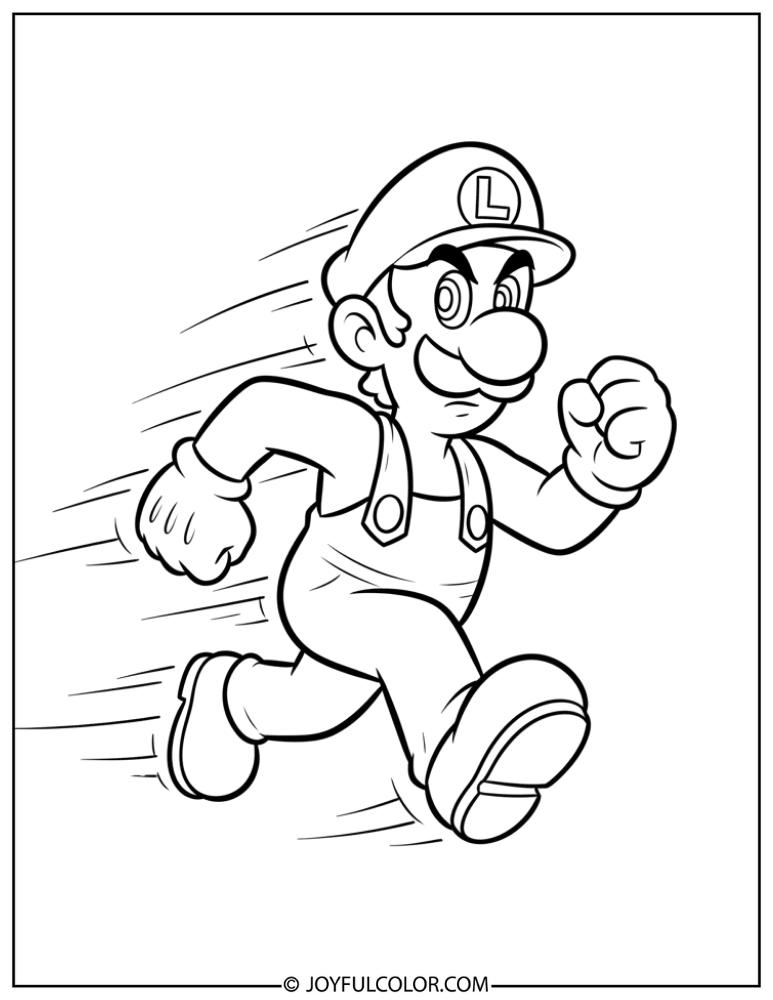 Luigi Running Coloring Page