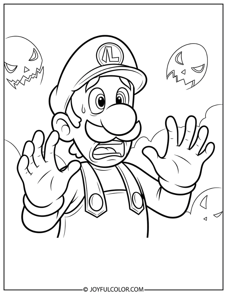 Luigi Scared Coloring Page