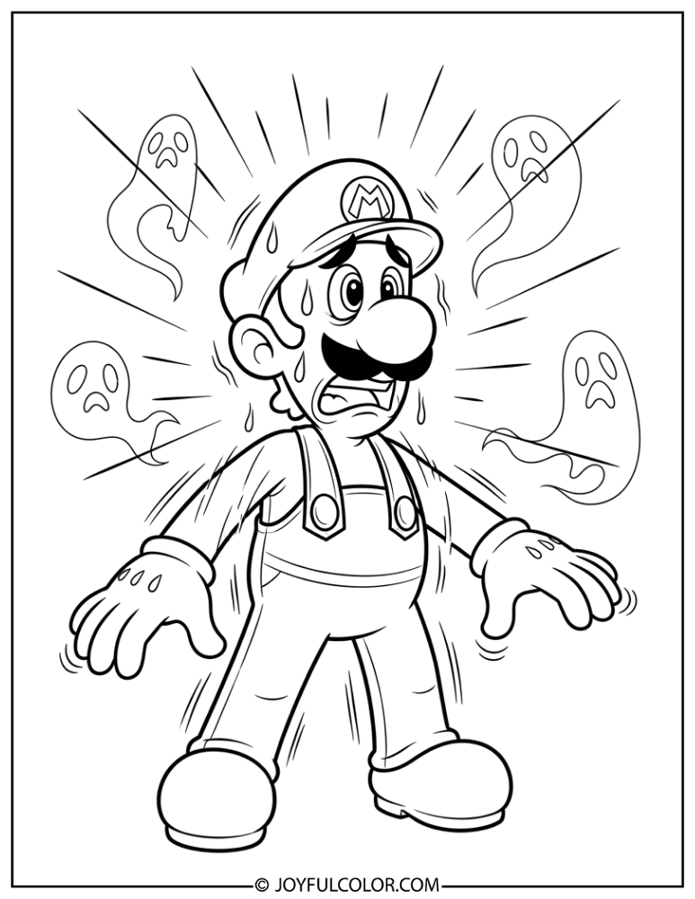 Luigi Shaking Coloring Page